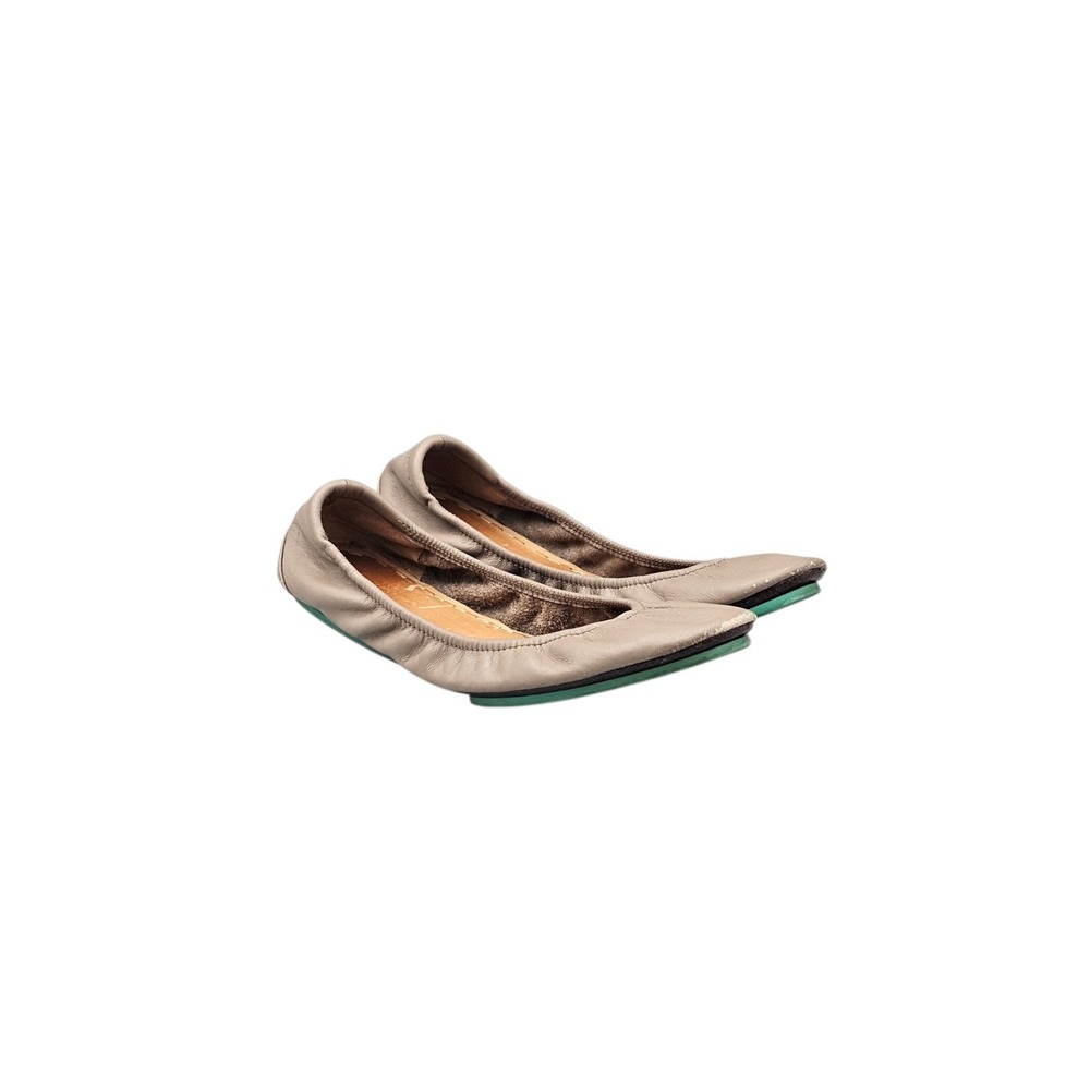 Tieks Women's Size 9 US Tan Brown Leather Teal Sole Slip On Shoes Ballet Flats